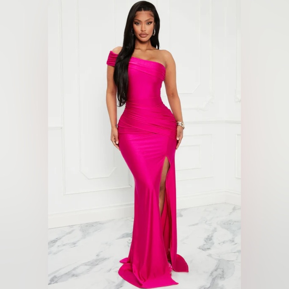 Fashion Nova Elegant Pink Off-Shoulder Dress